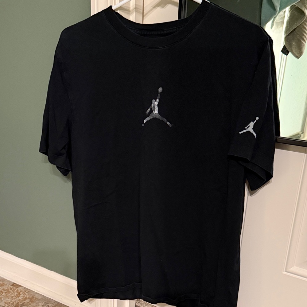 Jordan Black Short Sleeve T-Shirt with Silver Jumpman Logos